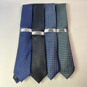 Alfani Men’s Blue and Navy Assorted Patterned Ties - Set of 4